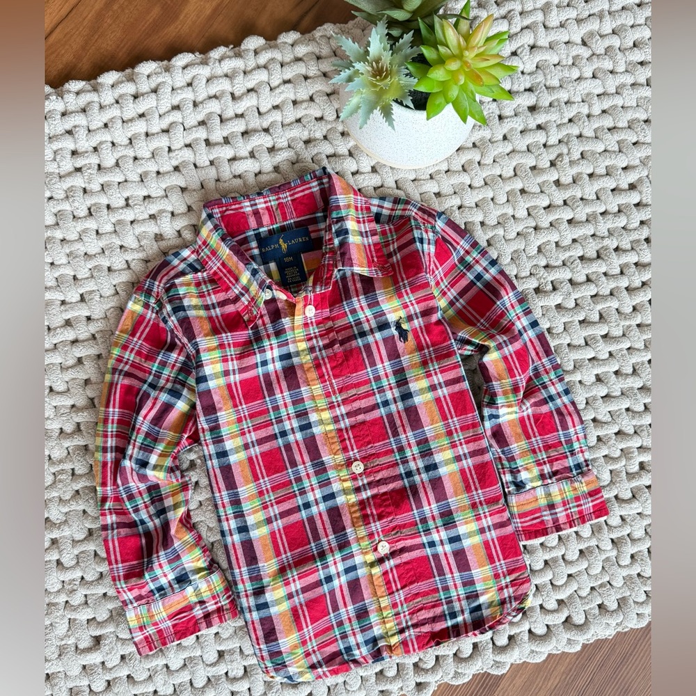 Ralph Lauren | Baby Cotton Classic Red Plaid Button Up | 18 Months